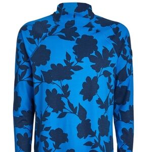 G/FORE Men's Small Tonal Floral Luxe Mens Golf 1/4 Zip  Racer Blue MSRP $155